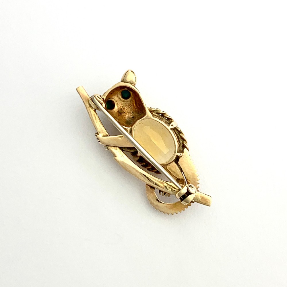 Vintage 9CT Gold Turquoise Citrine Bush Baby Brooch View III
