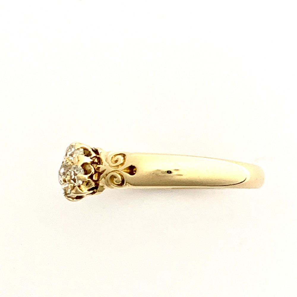 Victorian 18CT Gold Diamond Cluster Ring • Engagement Ring View V