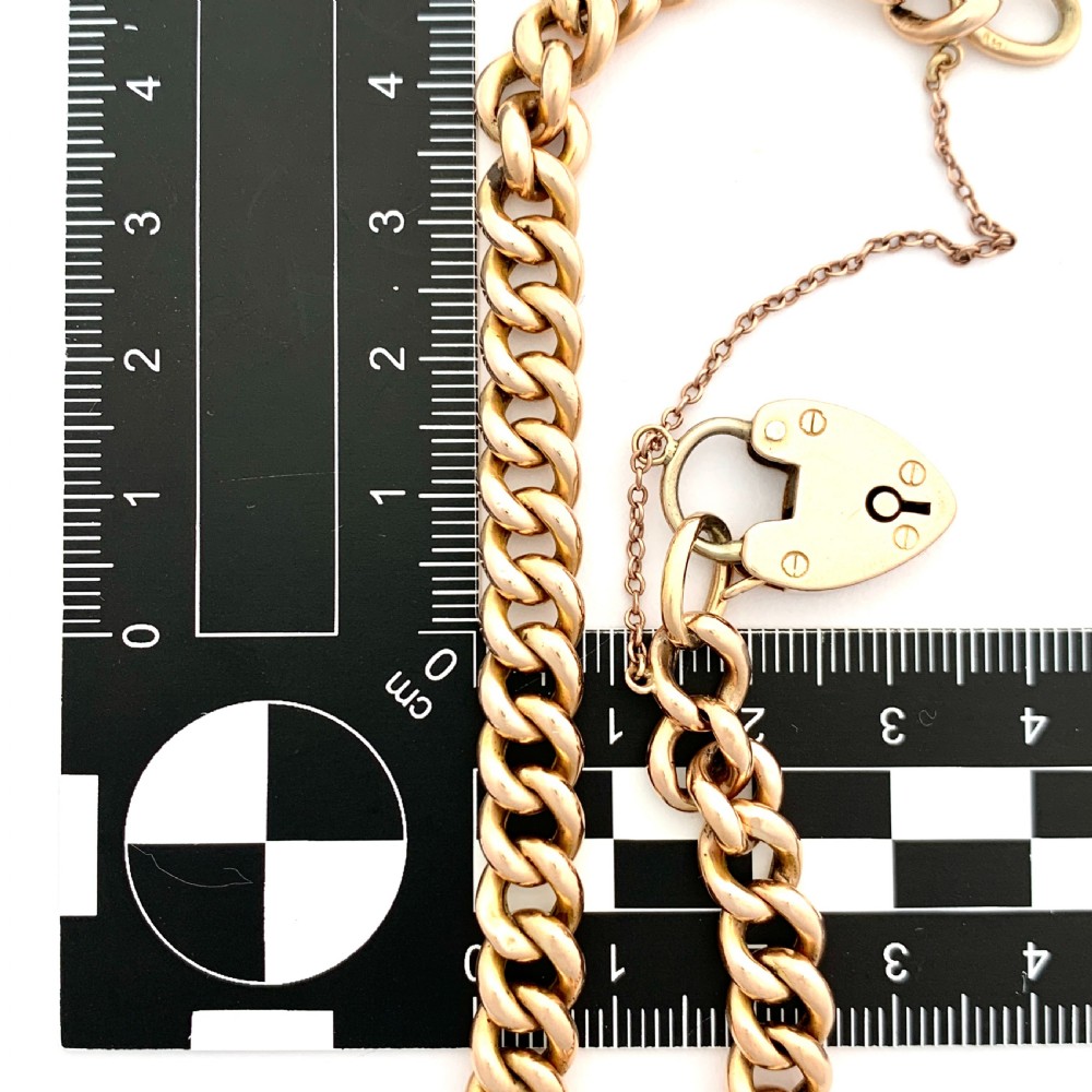 Antique 15CT Rose Gold Curb Chain Bracelet with Padlock View II