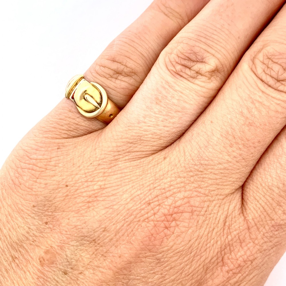 Edwardian 1904 18CT Gold Buckle Ring View II