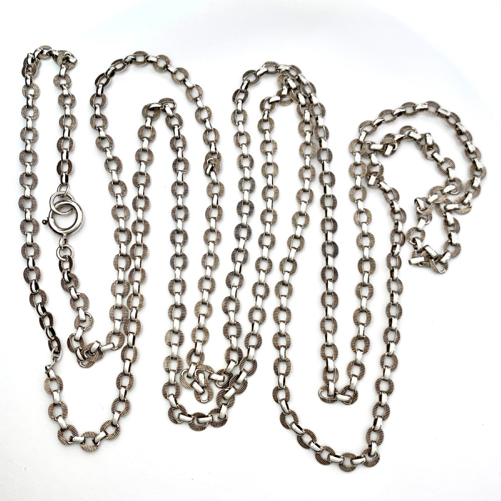 Antique Very Long Silver Longuard Chain