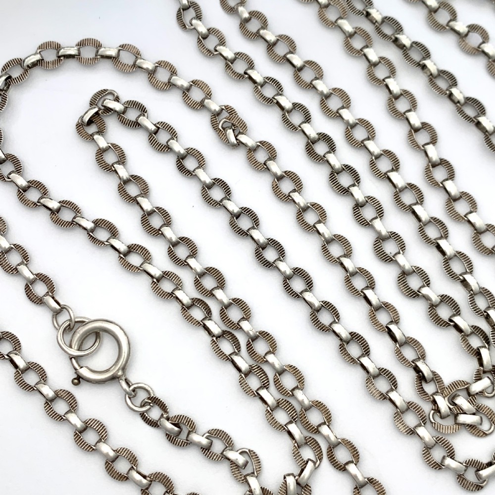Antique Very Long Silver Longuard Chain View III