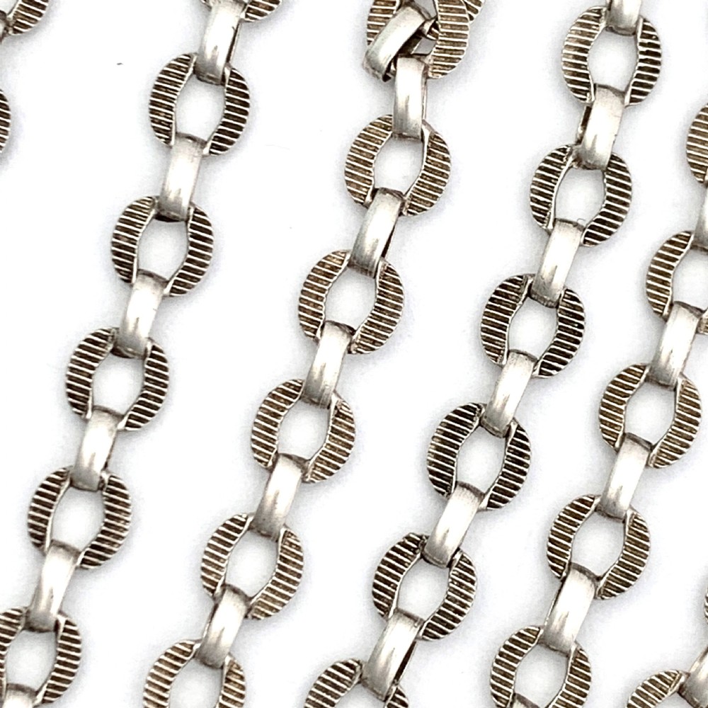 Antique Very Long Silver Longuard Chain View IV