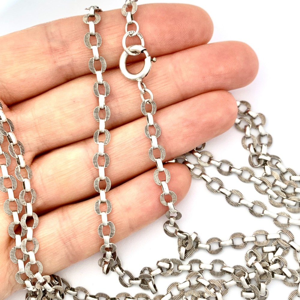 Antique Very Long Silver Longuard Chain View V