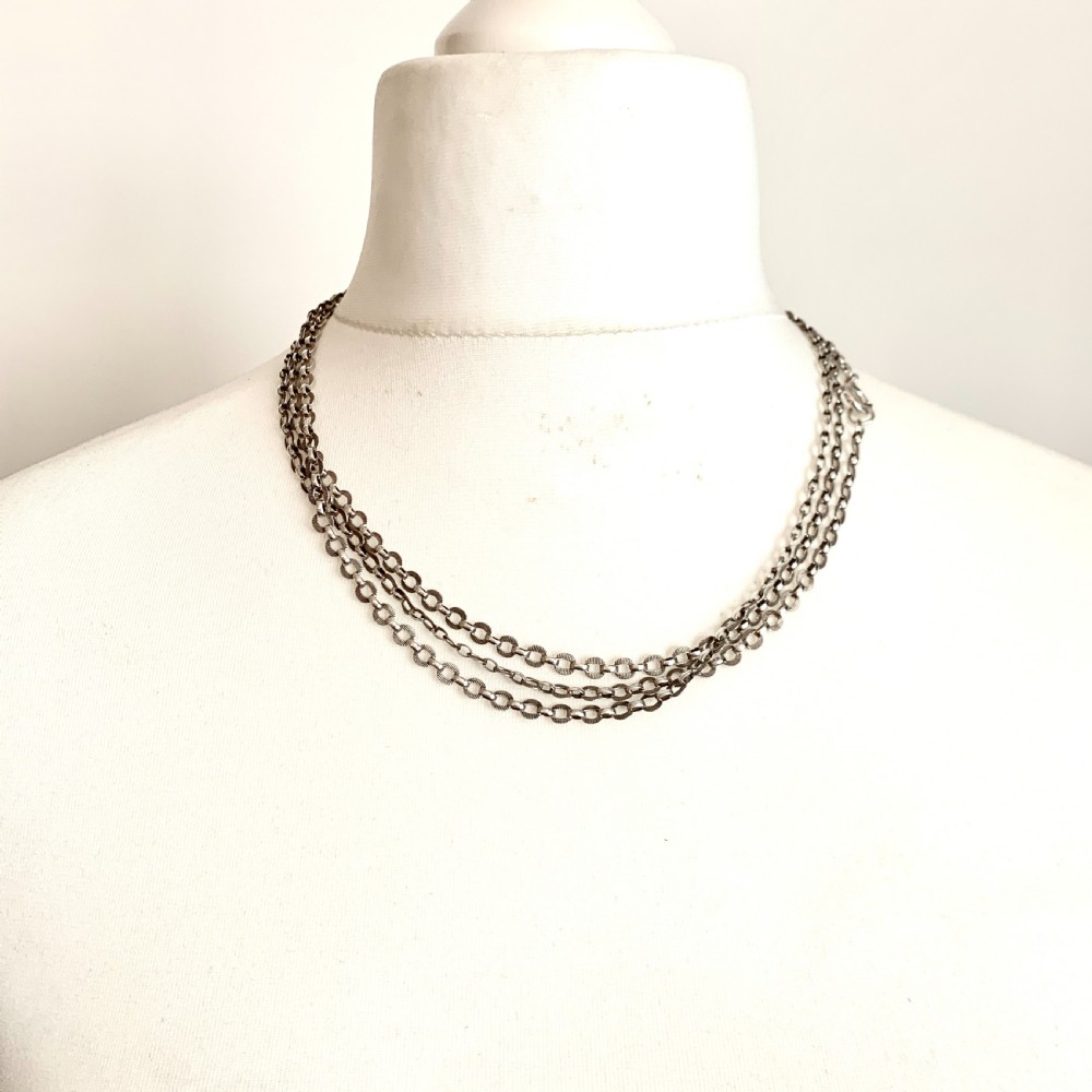 Antique Very Long Silver Longuard Chain View VII