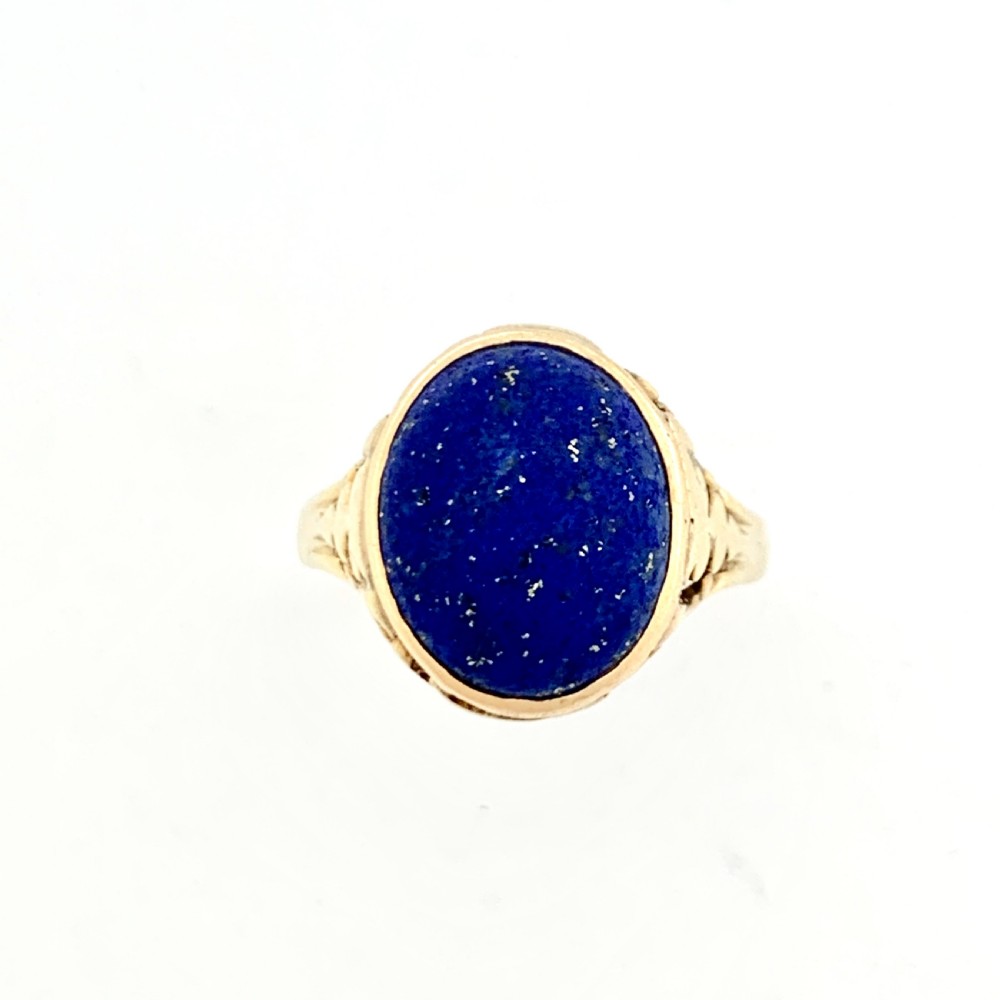 Arts and Crafts Lapis Lazuli 10CT Gold Ring by MB Bryant & Co  View IV