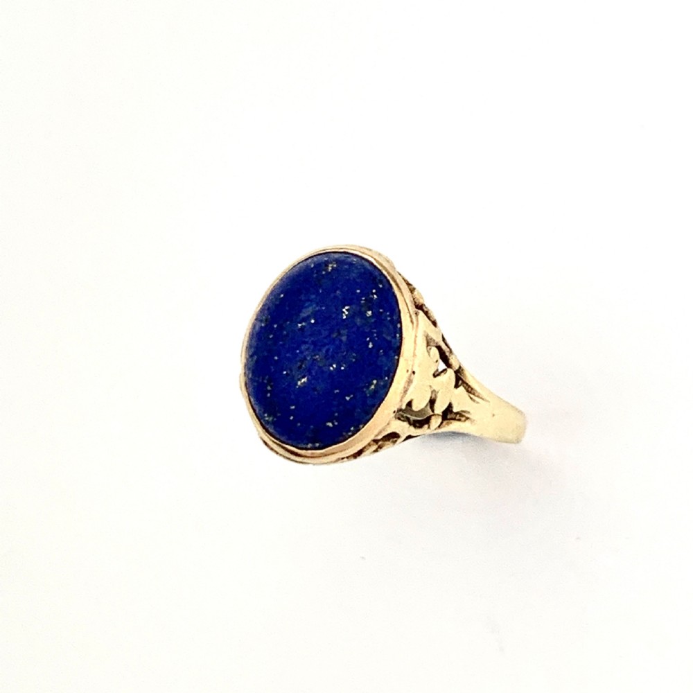 Arts and Crafts Lapis Lazuli 10CT Gold Ring by MB Bryant & Co  View V