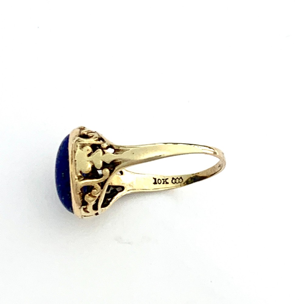Arts and Crafts Lapis Lazuli 10CT Gold Ring by MB Bryant & Co  View VI