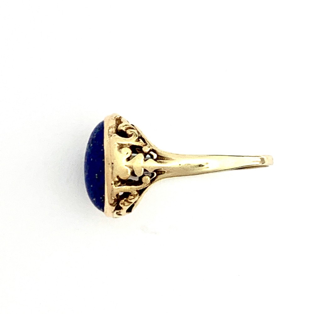 Arts and Crafts Lapis Lazuli 10CT Gold Ring by MB Bryant & Co  View VII