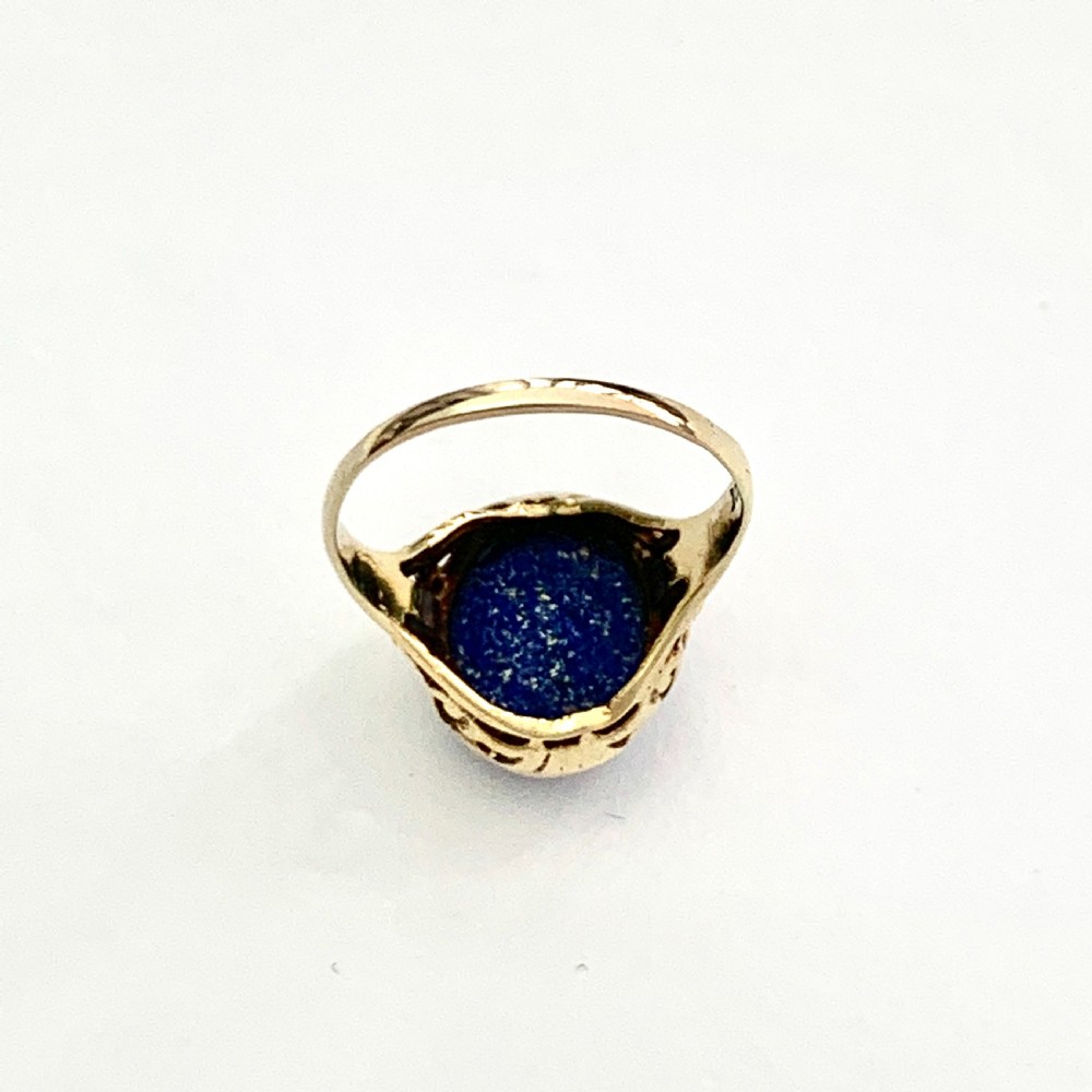 Arts and Crafts Lapis Lazuli 10CT Gold Ring by MB Bryant & Co  View VIII