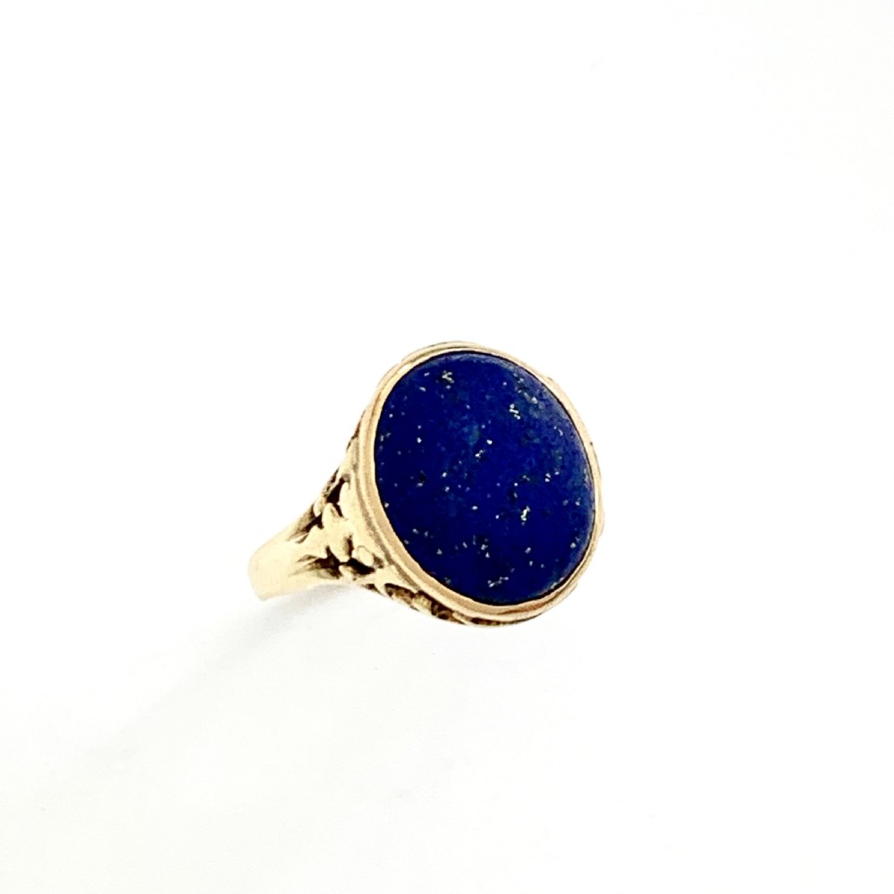 Arts and Crafts Lapis Lazuli 10CT Gold Ring by MB Bryant & Co  View IX
