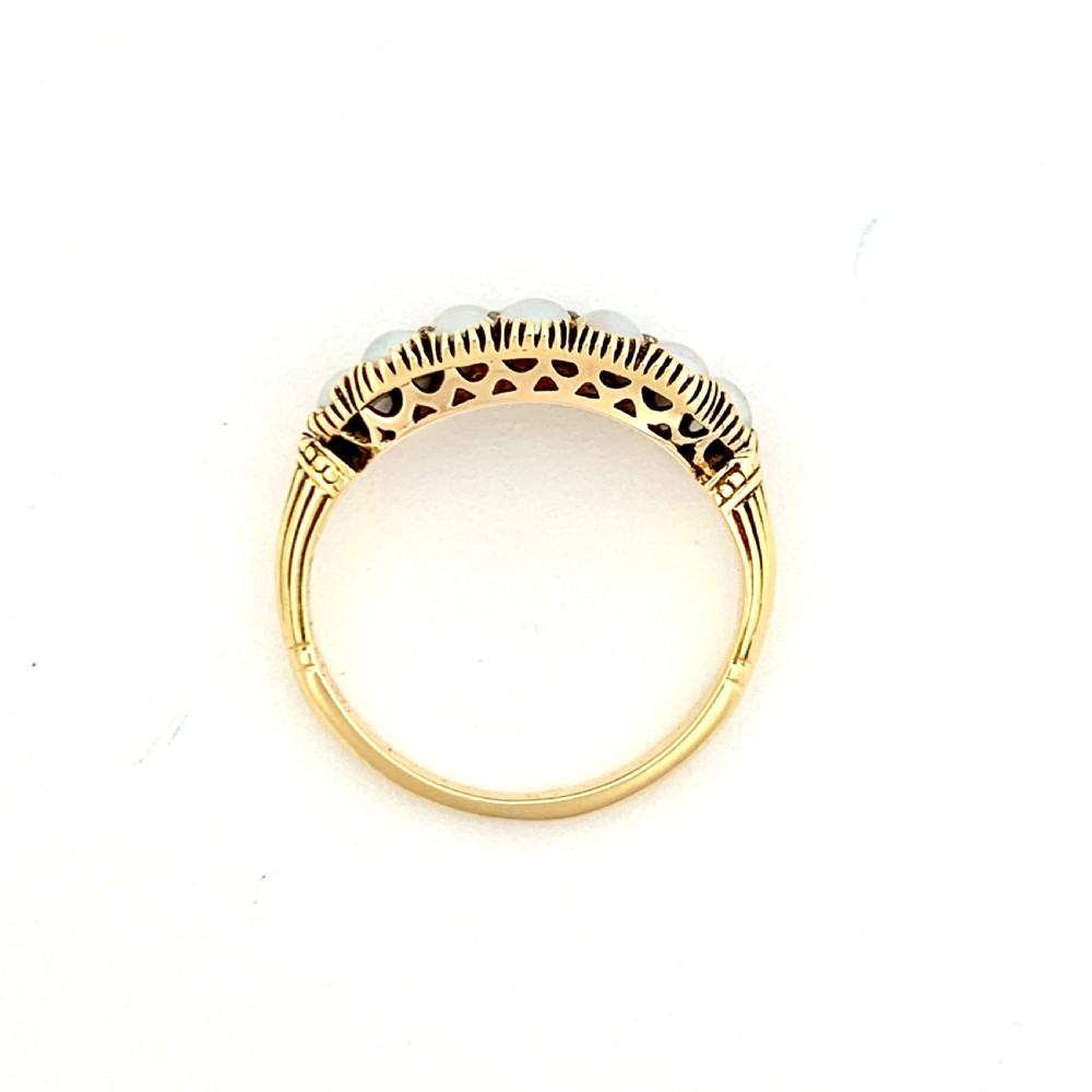 Victorian 18CT Gold Double Row Pearl and Diamond Ring View V