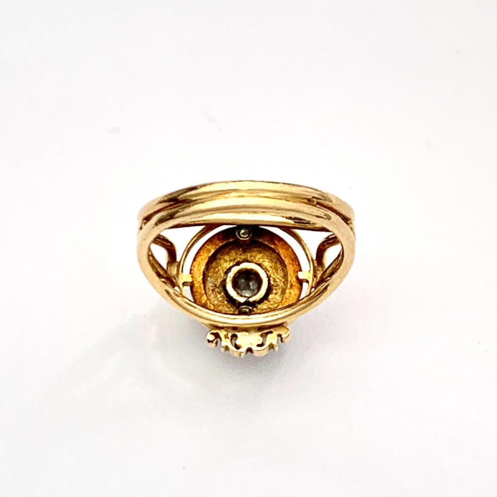 Victorian 18CT Gold Diamond and Enamel Dome Ring View III