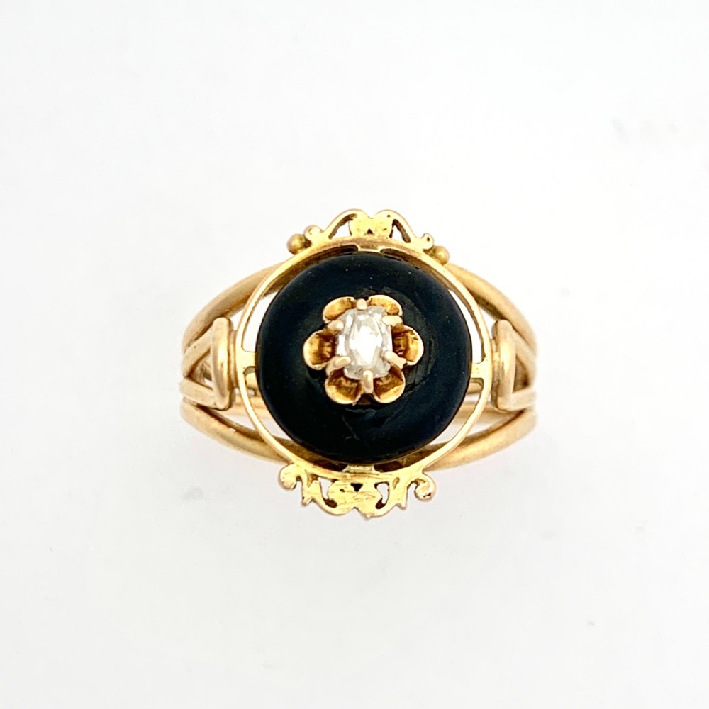 Victorian 18CT Gold Diamond and Enamel Dome Ring View IV