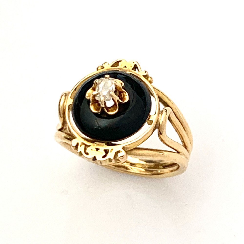 Victorian 18CT Gold Diamond and Enamel Dome Ring View VI