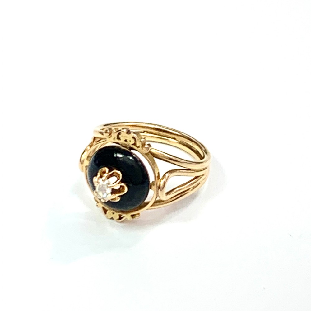 Victorian 18CT Gold Diamond and Enamel Dome Ring View VII