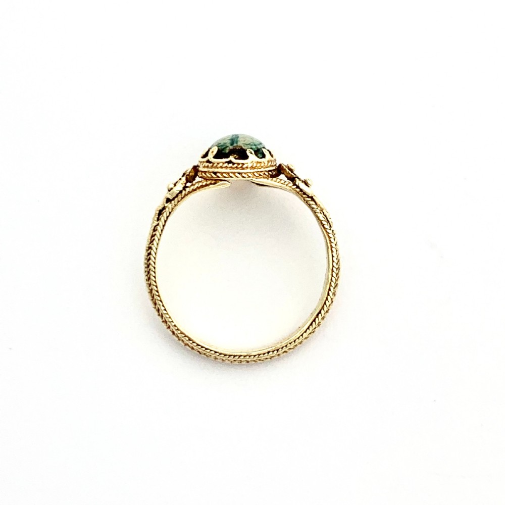 18CT Gold Turquoise Faience Ancient Egyptian Scarab Ring View III