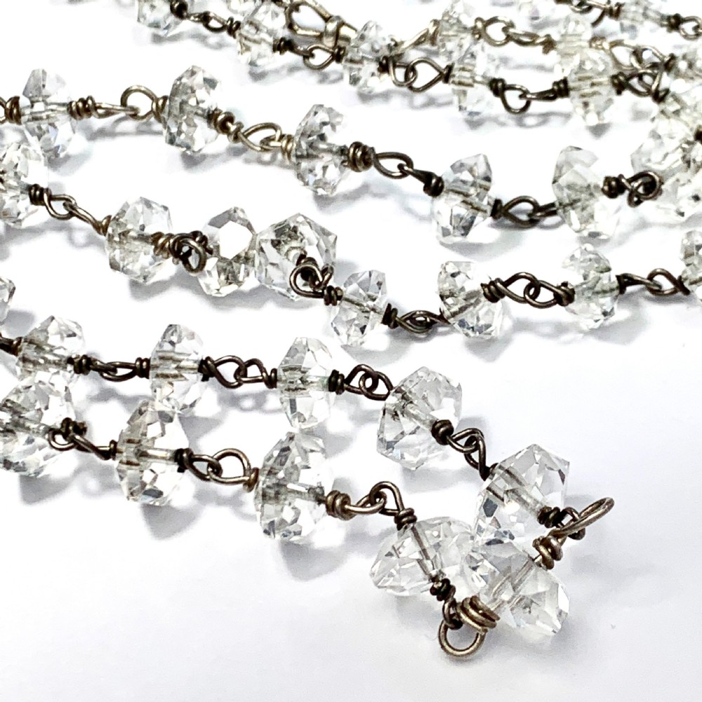 Very Long Antique Arts and Crafts Quartz and Silver Necklace View IV