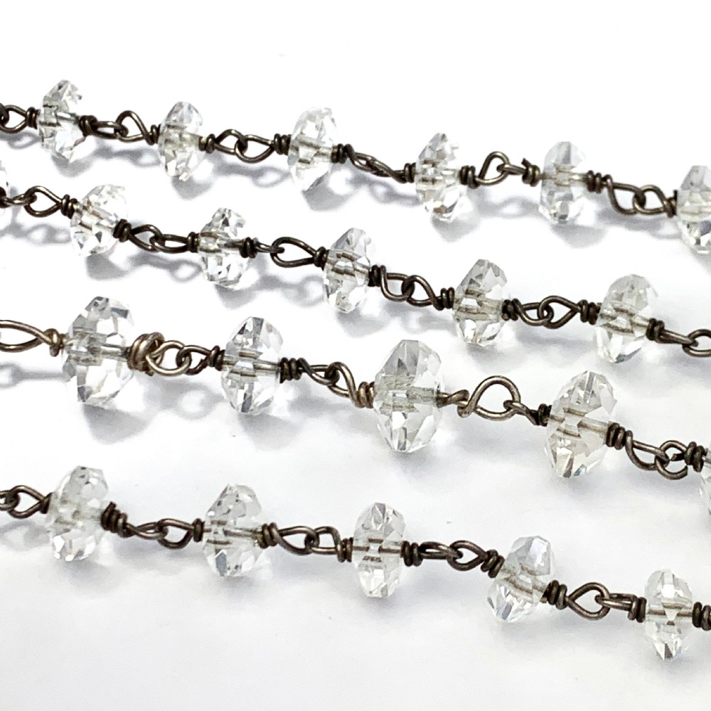 Very Long Antique Arts and Crafts Quartz and Silver Necklace View V