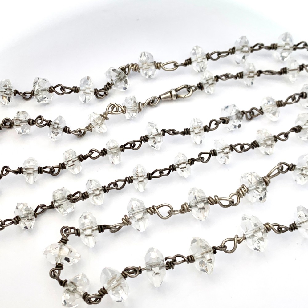 Very Long Antique Arts and Crafts Quartz and Silver Necklace View VI
