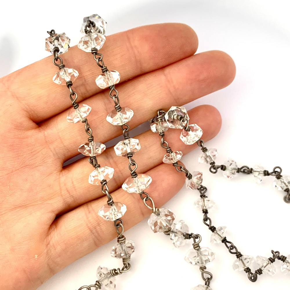 Very Long Antique Arts and Crafts Quartz and Silver Necklace View VII