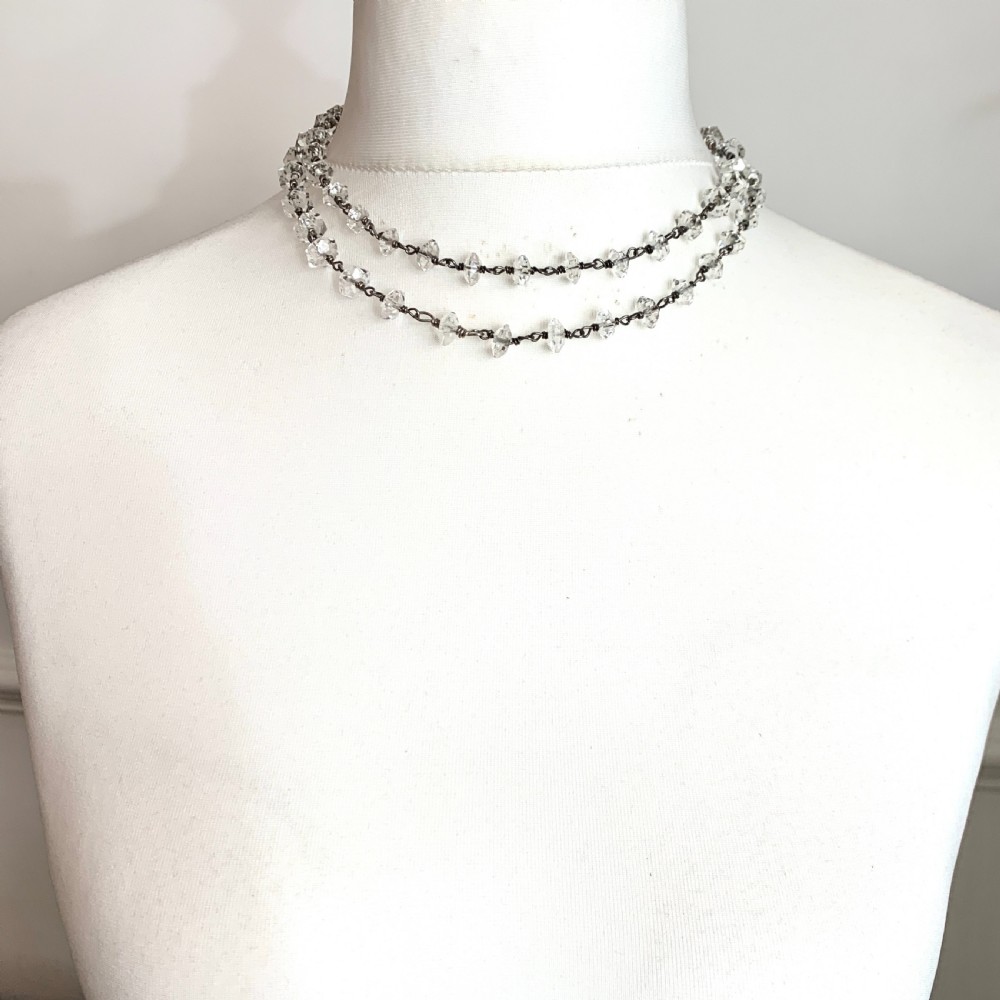 Very Long Antique Arts and Crafts Quartz and Silver Necklace View VIII