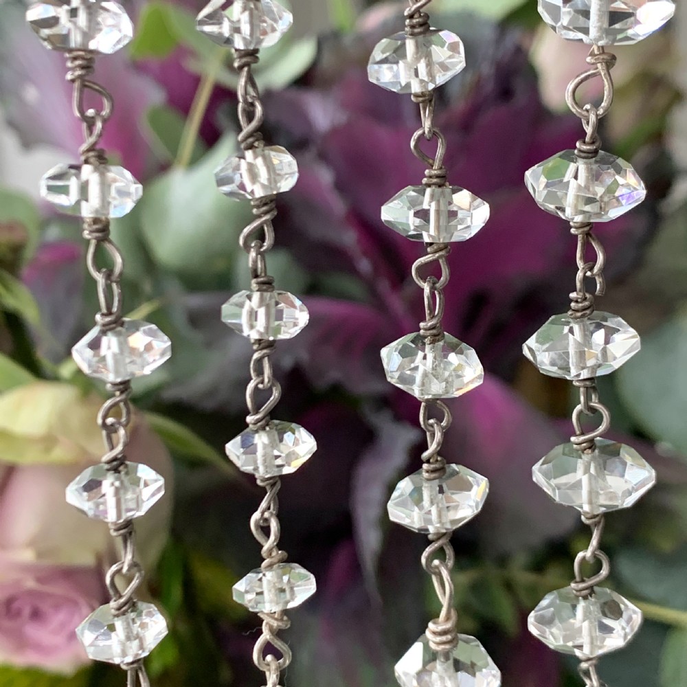 Very Long Antique Arts and Crafts Quartz and Silver Necklace View X