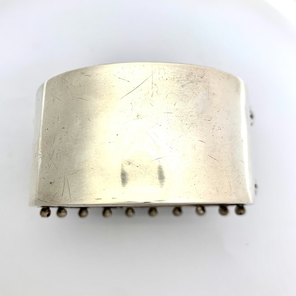 Victorian 1882 Heavy Sterling Silver Hinged Cuff Bangle View IX
