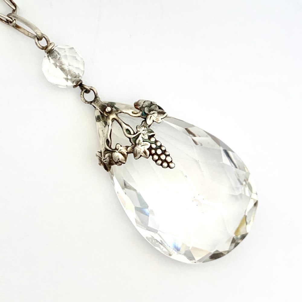 Arts and Crafts / Art Deco Rock Crystal Silver Pendant Necklace View II