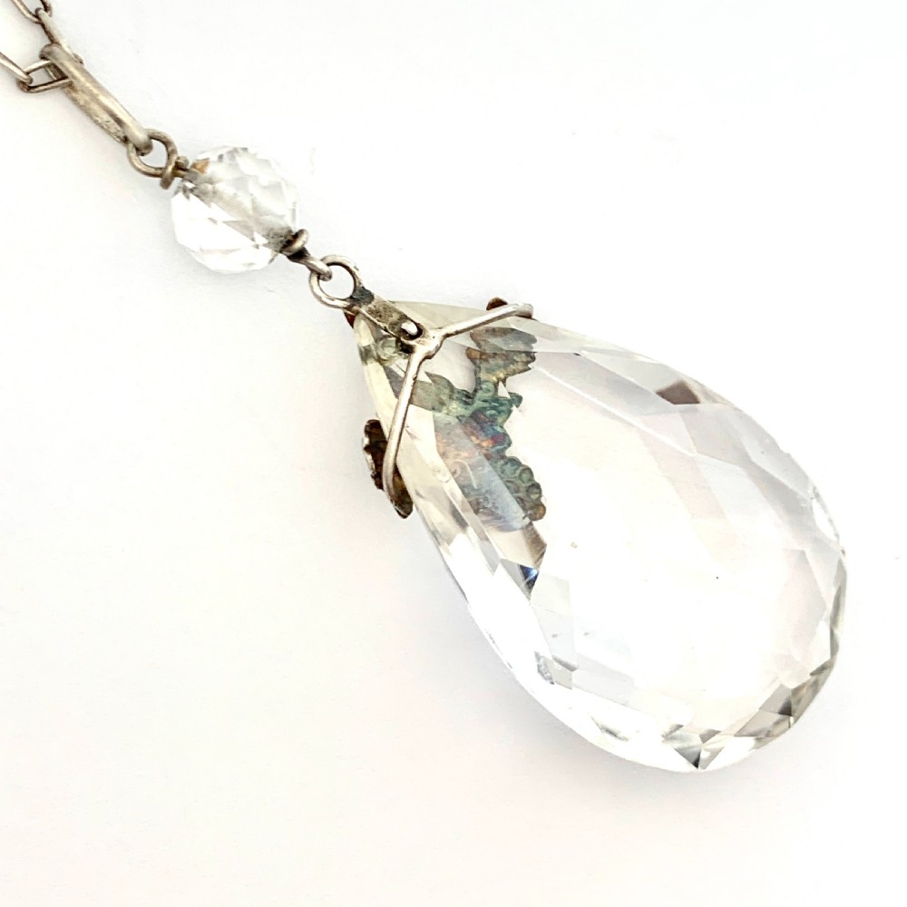 Arts and Crafts / Art Deco Rock Crystal Silver Pendant Necklace View III