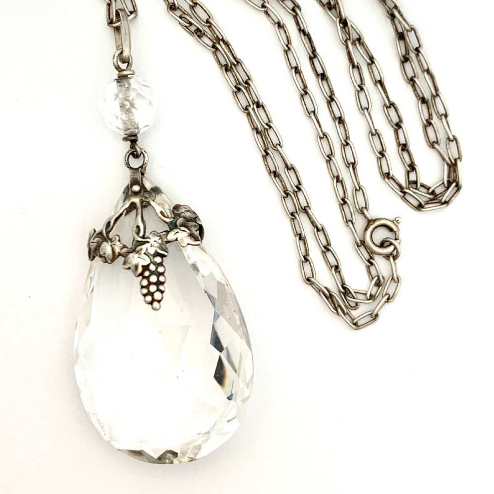 Arts and Crafts / Art Deco Rock Crystal Silver Pendant Necklace View V