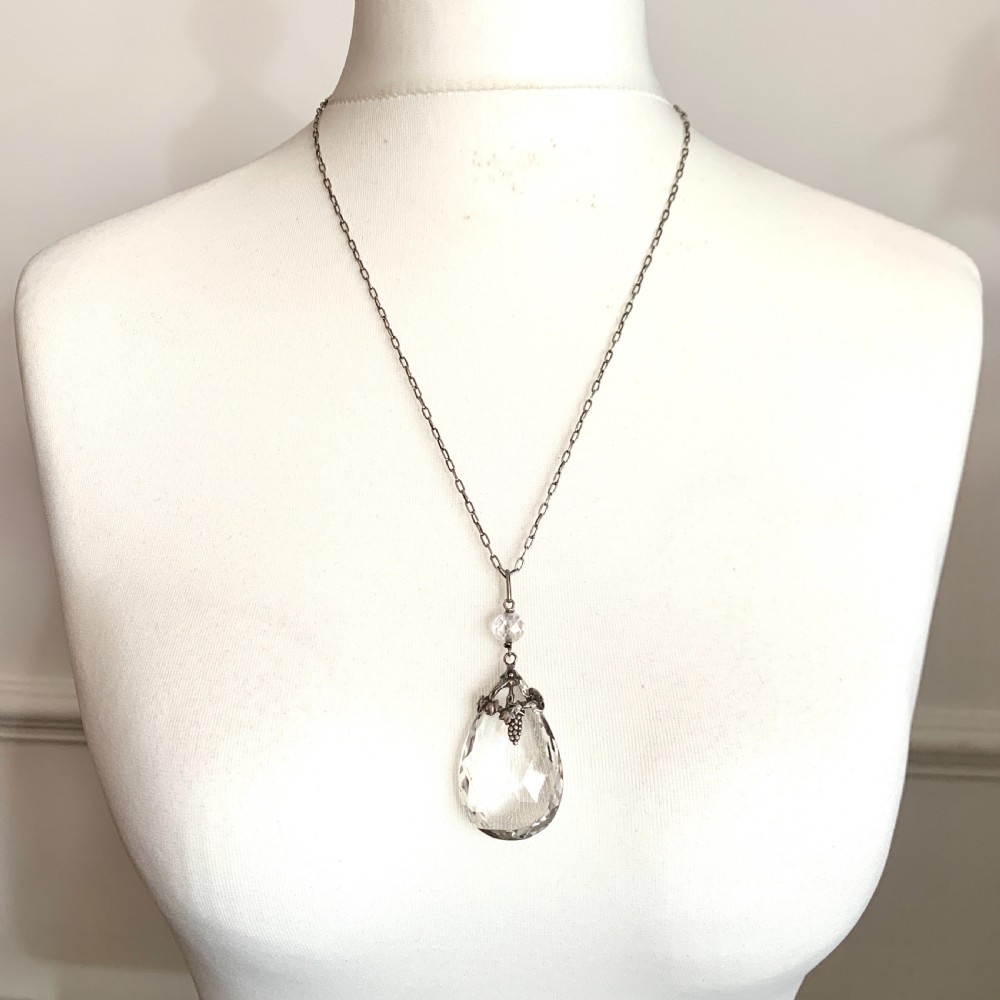 Arts and Crafts / Art Deco Rock Crystal Silver Pendant Necklace View VII
