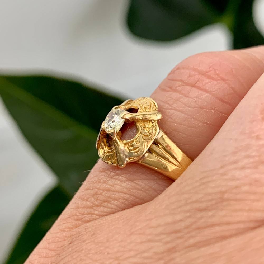 Victorian 18CT Gold Cushion Diamond Solitaire Ring View III