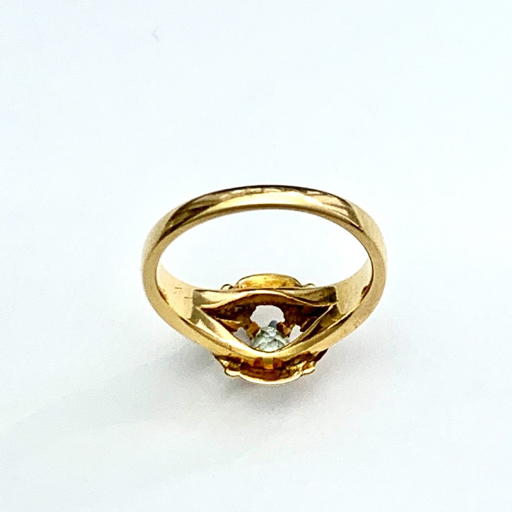 Victorian 18CT Gold Cushion Diamond Solitaire Ring View VII