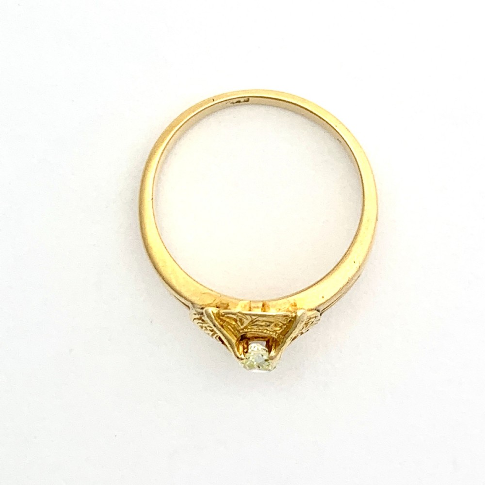 Victorian 18CT Gold Cushion Diamond Solitaire Ring View IX