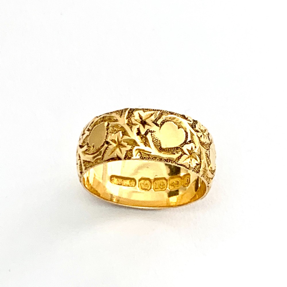RESERVED • Antique Victorian 18CT Gold Hearts and Ivy Ring • Wedding Band View III