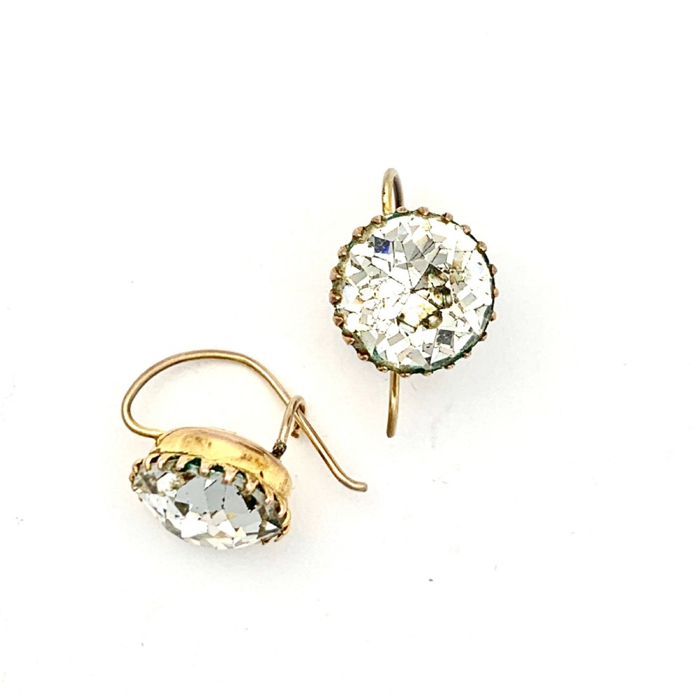 RESERVED for ED • Victorian 9CT Gold Paste Solitaire Dormeuse Earrings