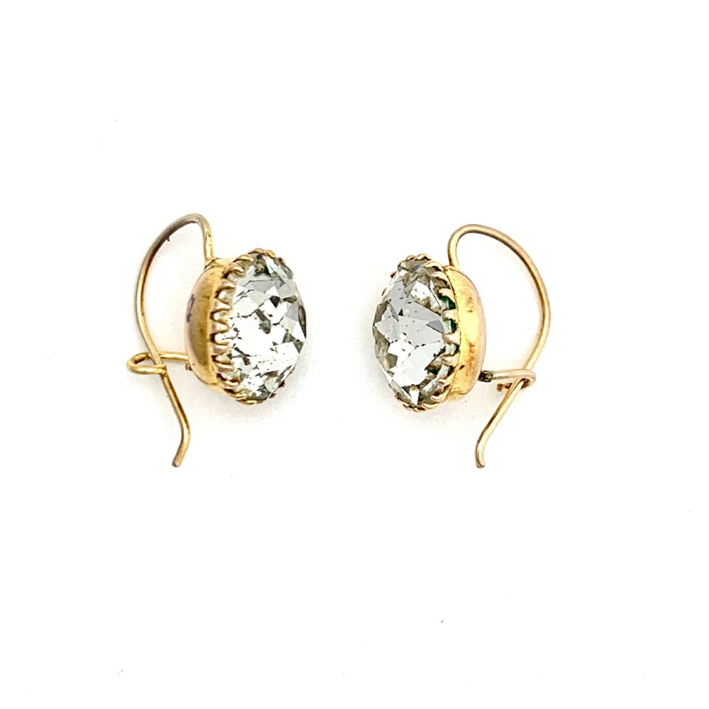 RESERVED for ED • Victorian 9CT Gold Paste Solitaire Dormeuse Earrings View II