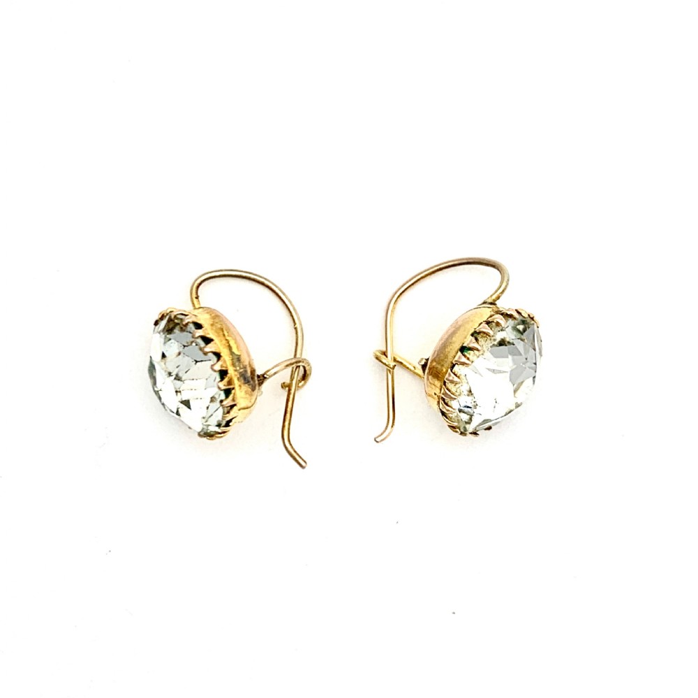 RESERVED for ED • Victorian 9CT Gold Paste Solitaire Dormeuse Earrings View III