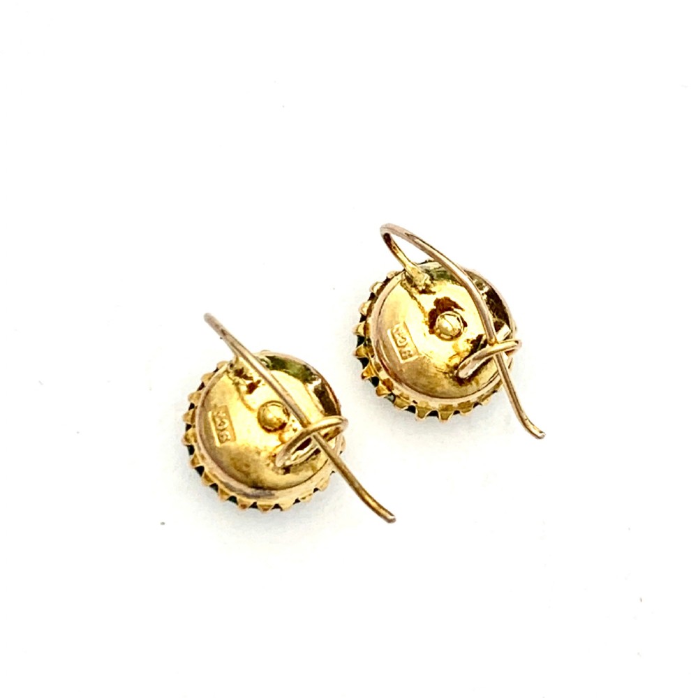 RESERVED for ED • Victorian 9CT Gold Paste Solitaire Dormeuse Earrings View IV