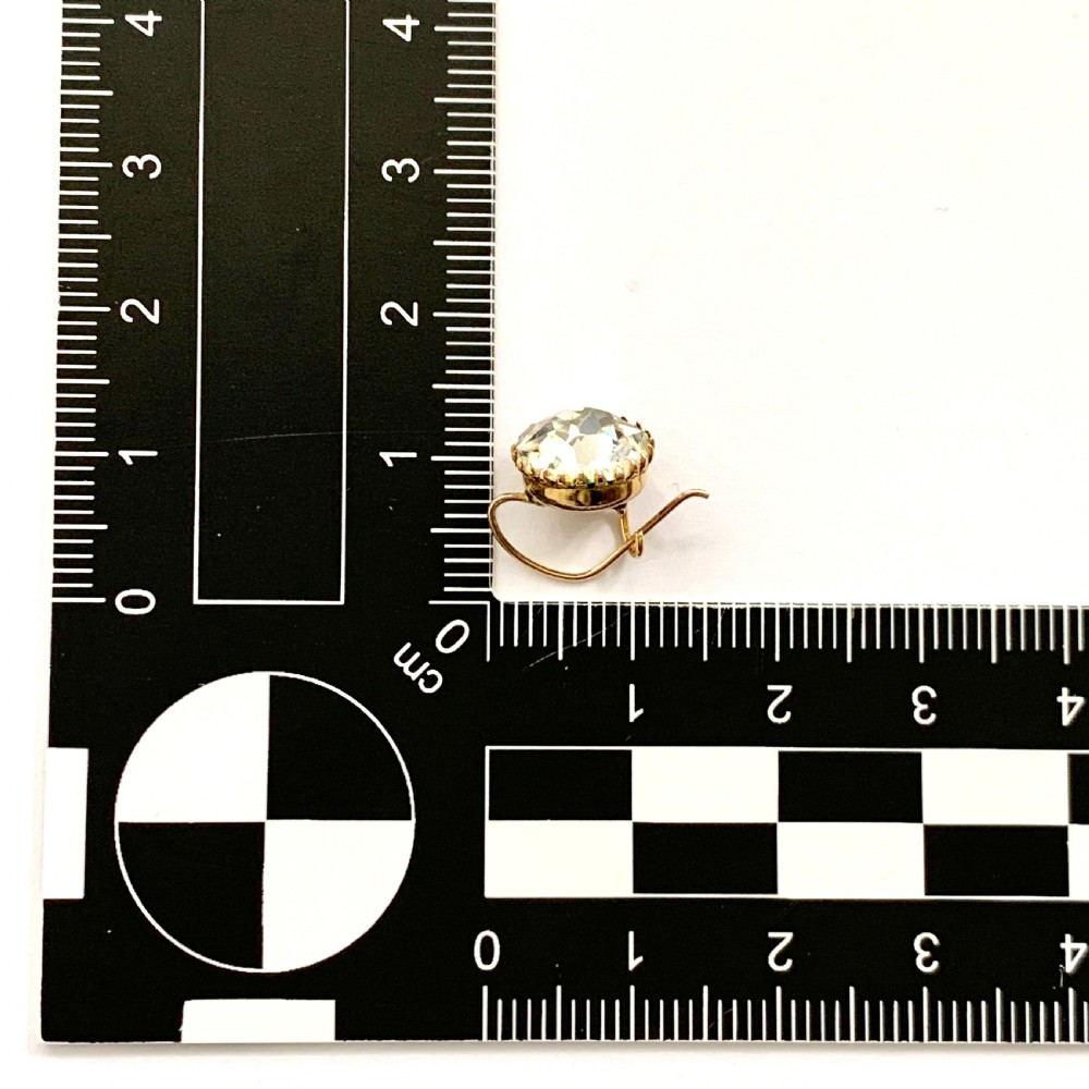 RESERVED for ED • Victorian 9CT Gold Paste Solitaire Dormeuse Earrings View VII