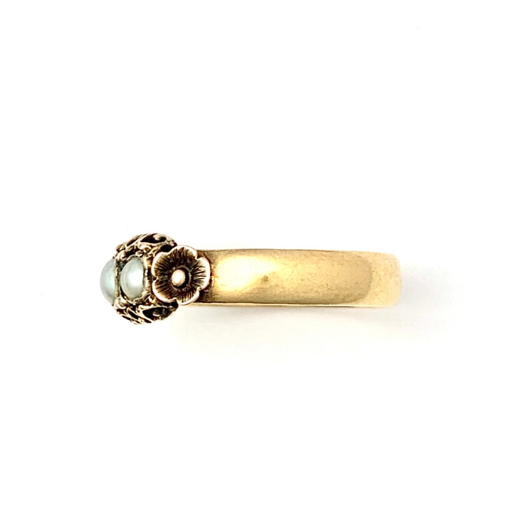Rare 1878 Victorian 22CT Gold Pearl Ring  View VIII