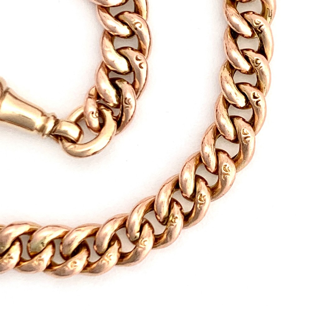Victorian 9CT Rose Gold Curb Chain Bracelet with Dog Clip View III
