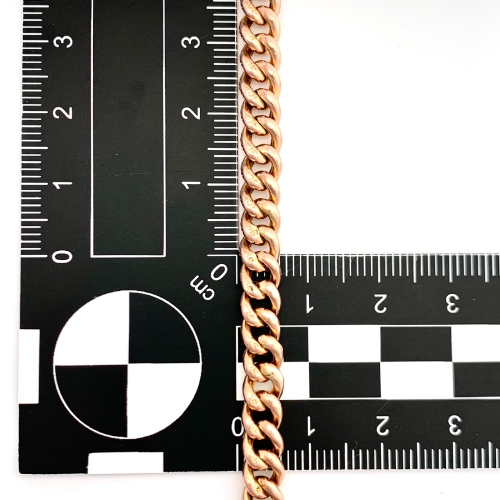 Victorian 9CT Rose Gold Curb Chain Bracelet with Dog Clip View VI