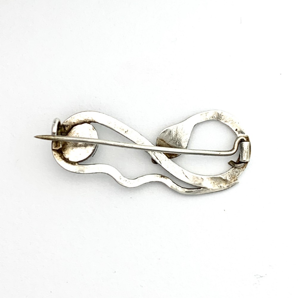 Edwardian Moonstone Serpent Brooch in Sterling Silver View II