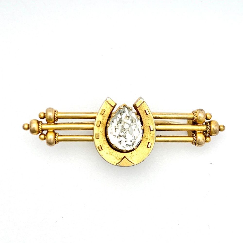 Victorian Sparkling Paste Lucky Horseshoe Brooch