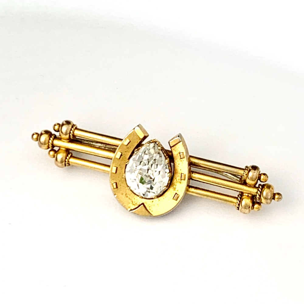 Victorian Sparkling Paste Lucky Horseshoe Brooch View II