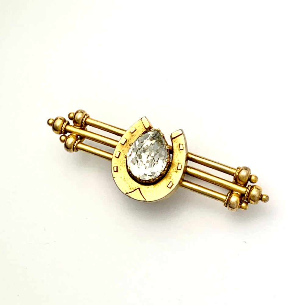 Victorian Sparkling Paste Lucky Horseshoe Brooch View III