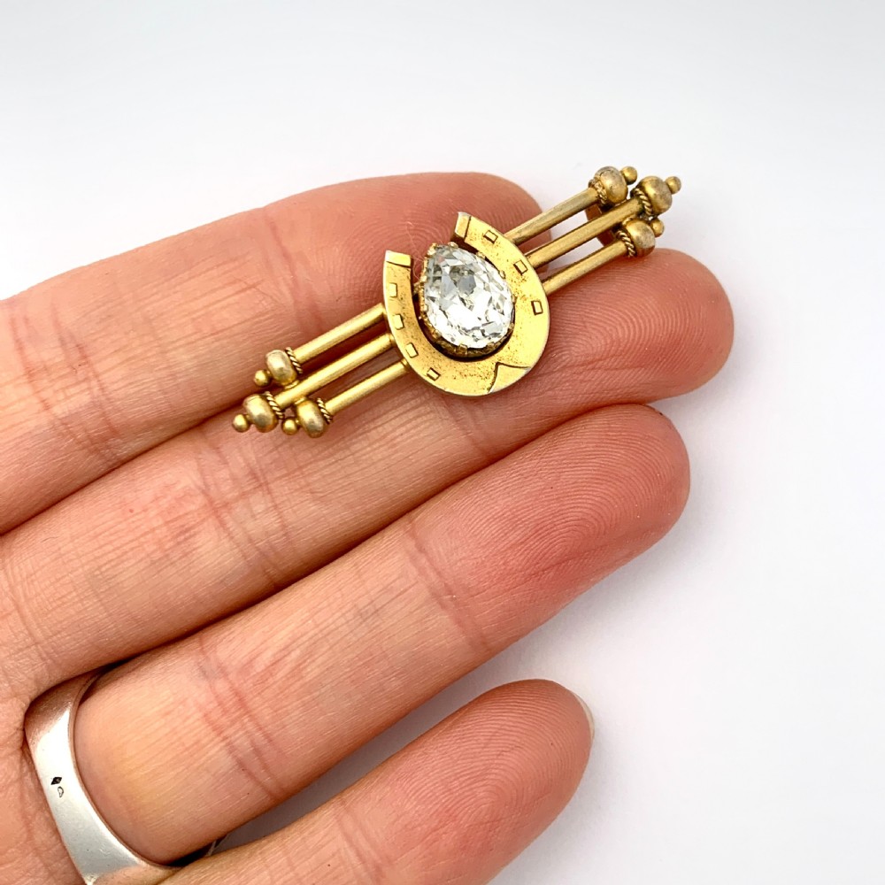 Victorian Sparkling Paste Lucky Horseshoe Brooch View IV
