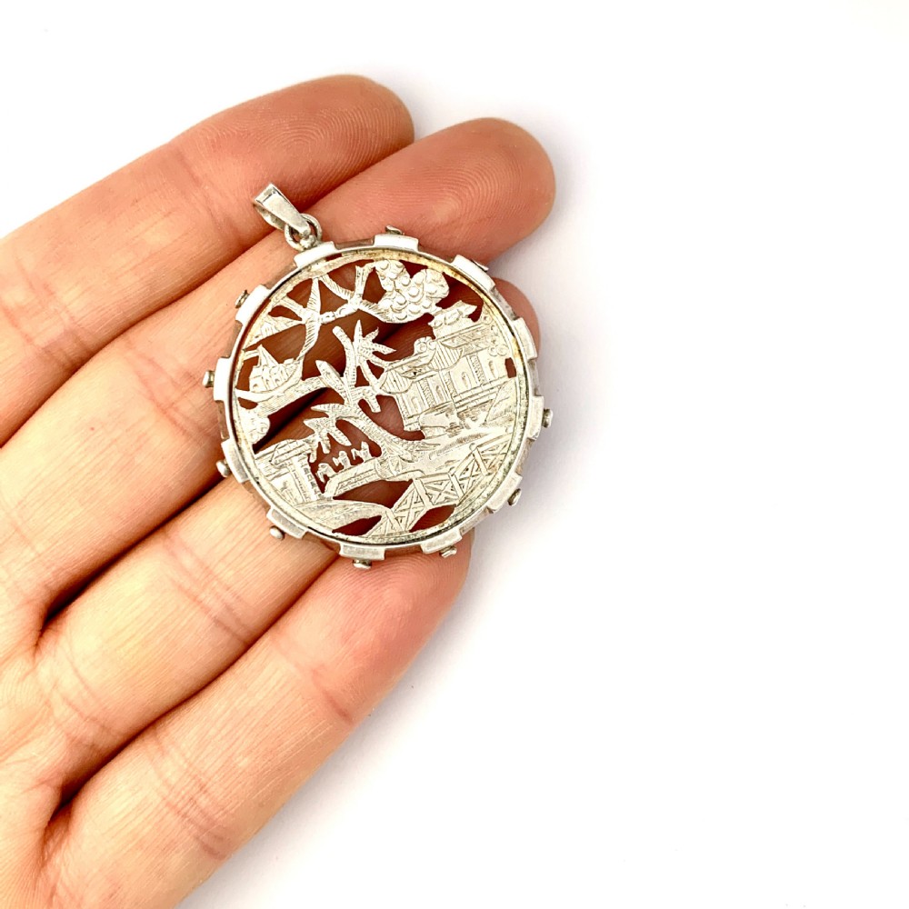 Victorian 1879 Sterling Silver Aesthetic Period Pendant View III